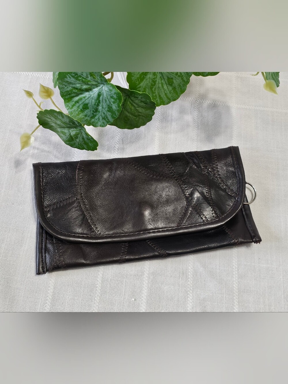 Dark Brown Lambskin Patchwork Clutch